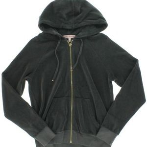 Juicy Couture Velour Gray Zipper Up with Gold Detail